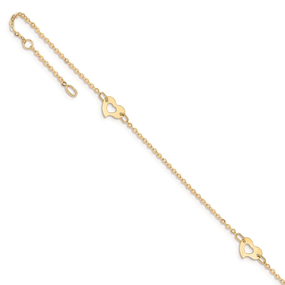 Gold Classics™ 14kt. Gold Polished Heart 9in. Anklet