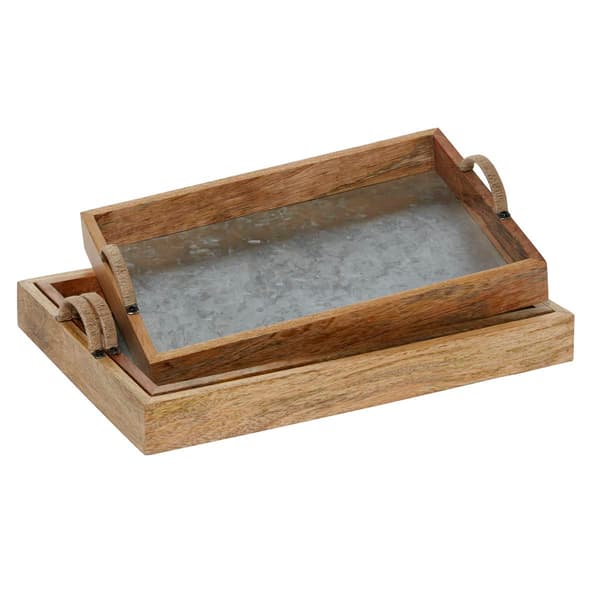 9th &amp; Pike(R) Mango Tree Wood Trays - Set of 3 - image 