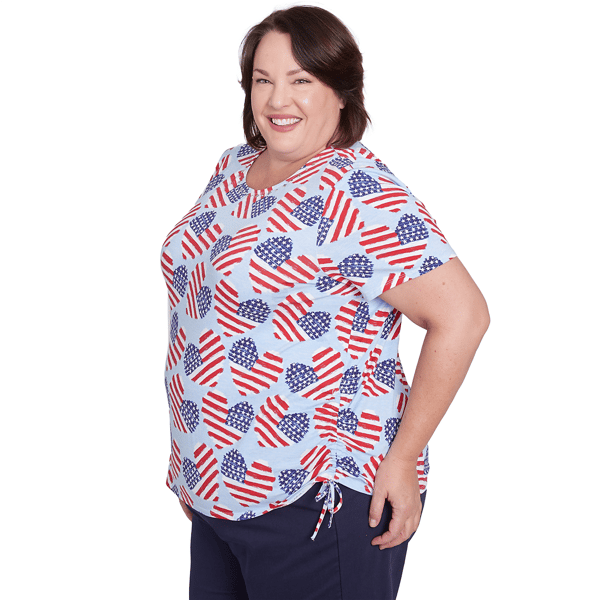 Plus Size Alfred Dunner Land of the Free Flag Hearts Tee