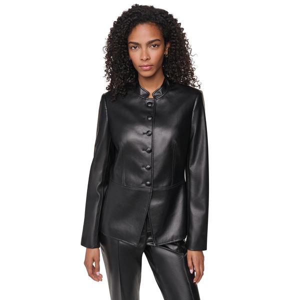 Womens DKNY Button Front Faux Leather Jacket - image 