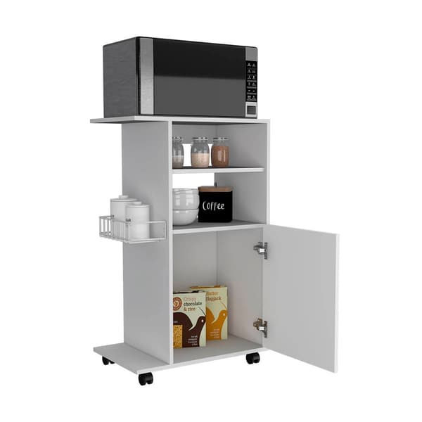 FM FURNITURE Columba White Kitchen Cart