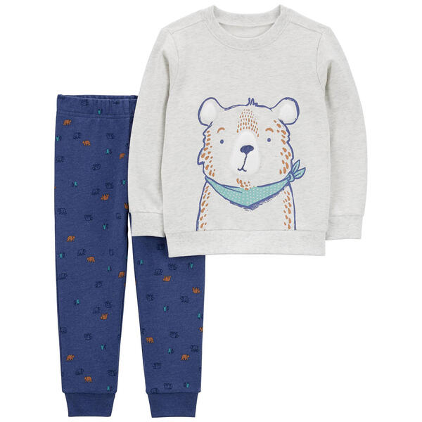 Toddler Boy Carters&#40;R&#41; Marled Bear Applique Top & Joggers Set - image 