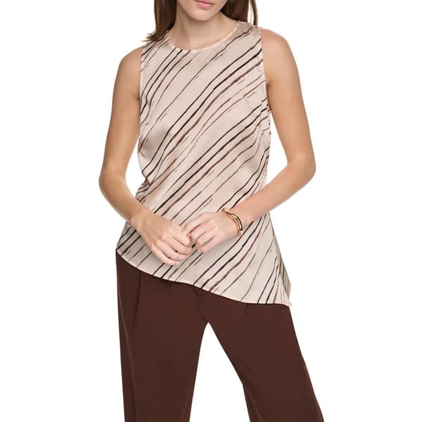 Womens Halston Sleeveless Diagonal Stripe Top - image 