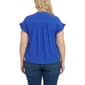 Plus Size NY Collection Short Sleeve Smock Button Front Blouse - image 2