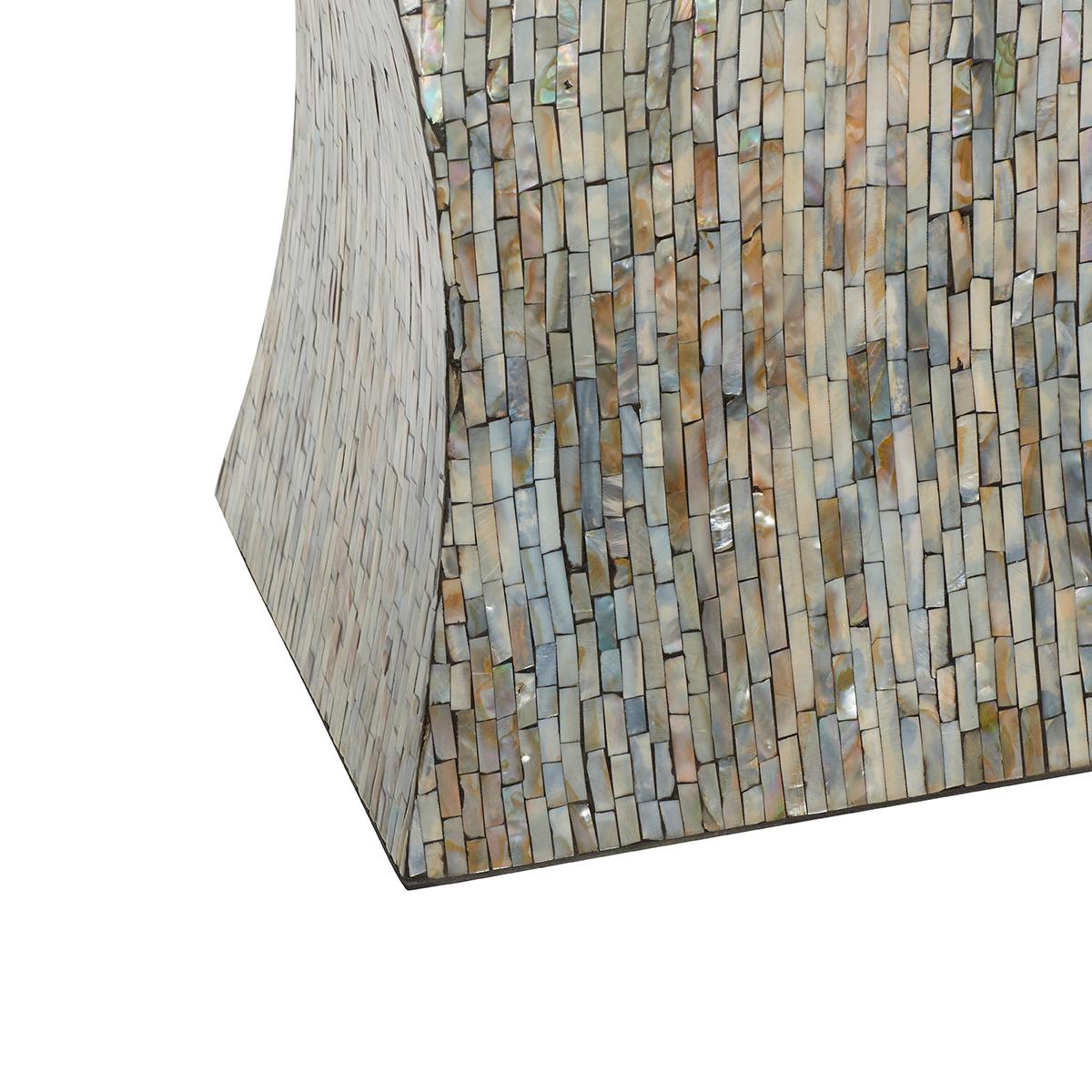 9th & Pike® Multi Geometric Mussel Shells And Wood Accent Table