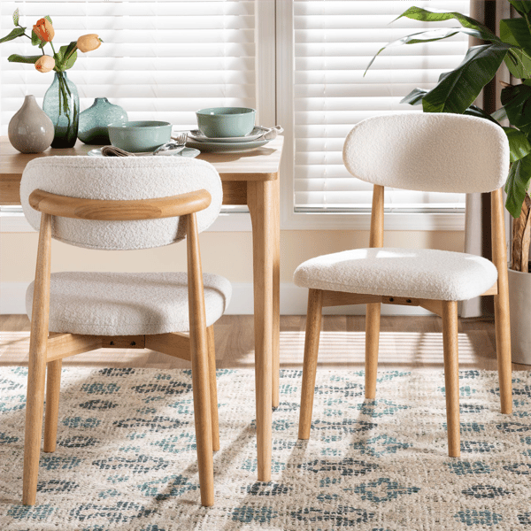 Baxton Studio Wattsu Boucle Upholstered Dining Chair - Set of 2