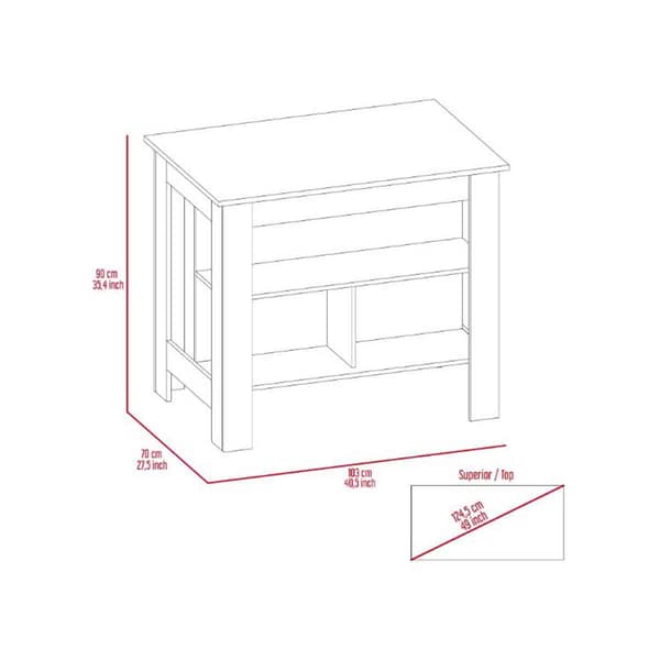 FM FURNITURE Brooklyn Onyx Top Kitchen Island