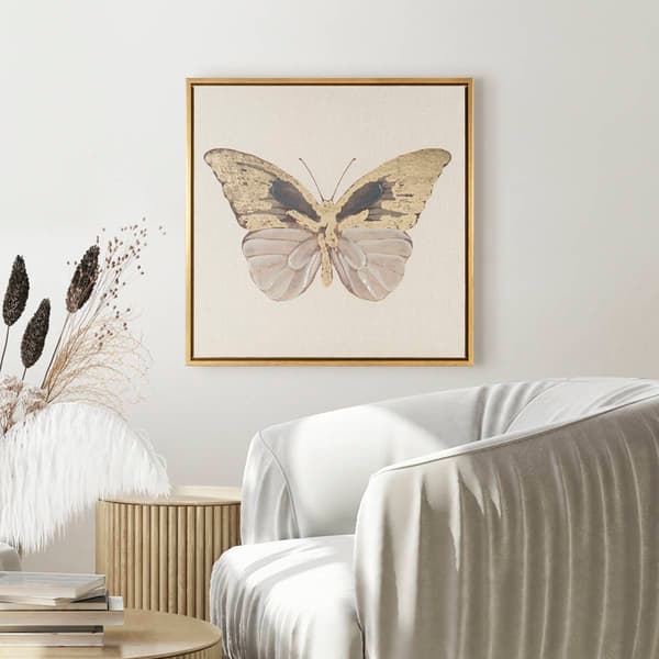 Artisan Home Metallic Brushed Butterfly Canvas Wall D&#233;cor