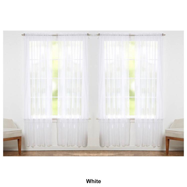 J&V Textiles Sheer Rod Pocket Curtain Panels