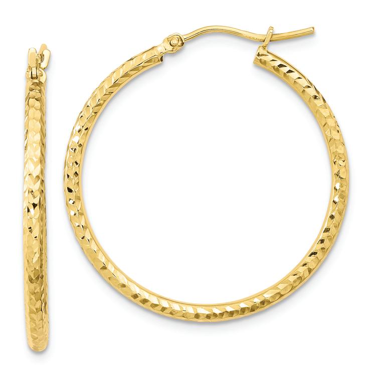 Gold Classics(tm) 10kt. Diamond-cut 31mm Round Tube Hoop Earrings