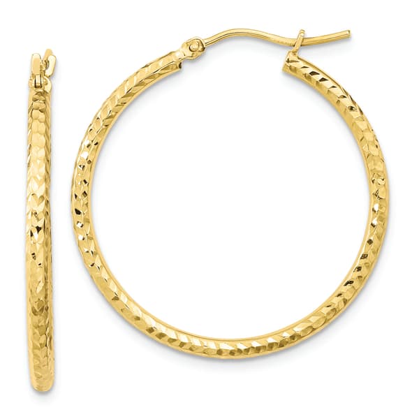 Gold Classics(tm) 10kt. Diamond-cut 31mm Round Tube Hoop Earrings - image 