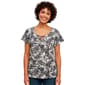 Womens French Laundry Flutter Short Sleeve Leaf Linen Blouse - image 1