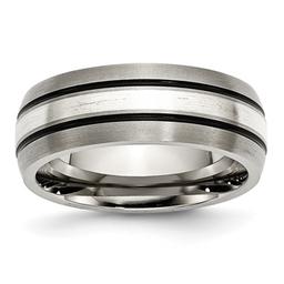 Mens Endless Affection(tm) Sterling Silver Inlay 8mm Wedding Band