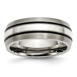 Mens Endless Affection&#40;tm&#41; Sterling Silver Inlay 8mm Wedding Band