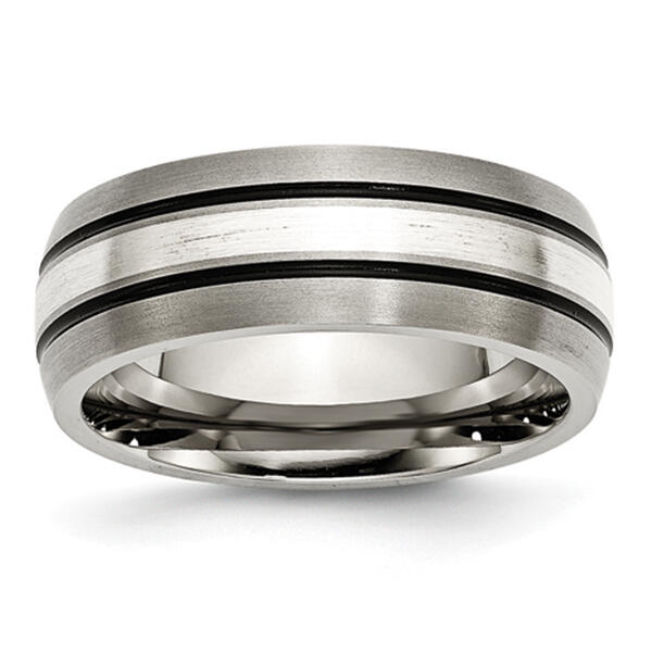 Mens Endless Affection&#40;tm&#41; Sterling Silver Inlay 8mm Wedding Band - image 
