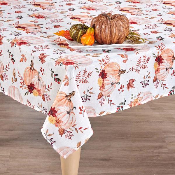 Willow & Hem Floral Pumpkins & Leaves Print Tablecloth - image 
