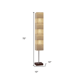 HomeRoots 72in. Brown & Silver Three Light Column Floor Lamp