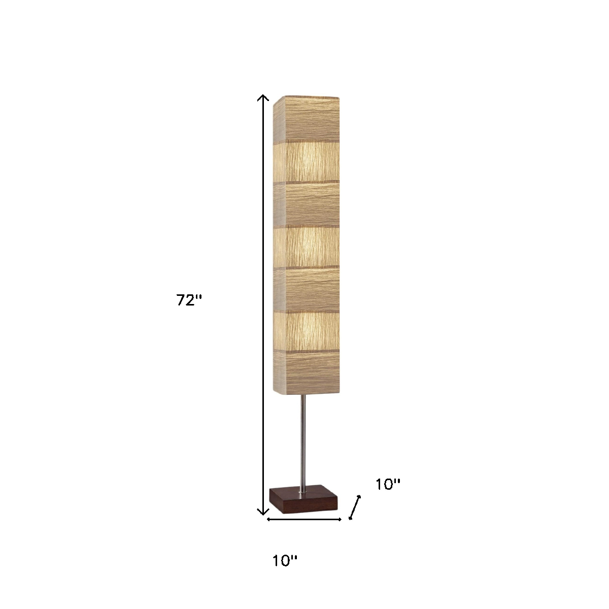 HomeRoots 72in. Brown & Silver Three Light Column Floor Lamp