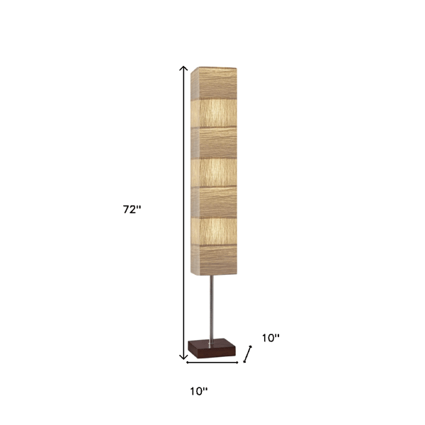 HomeRoots 72in. Brown & Silver Three Light Column Floor Lamp