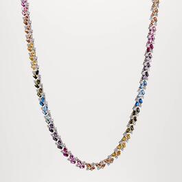 Rhodium Plated Sterling Silver Rainbow 18in. Chain Necklace