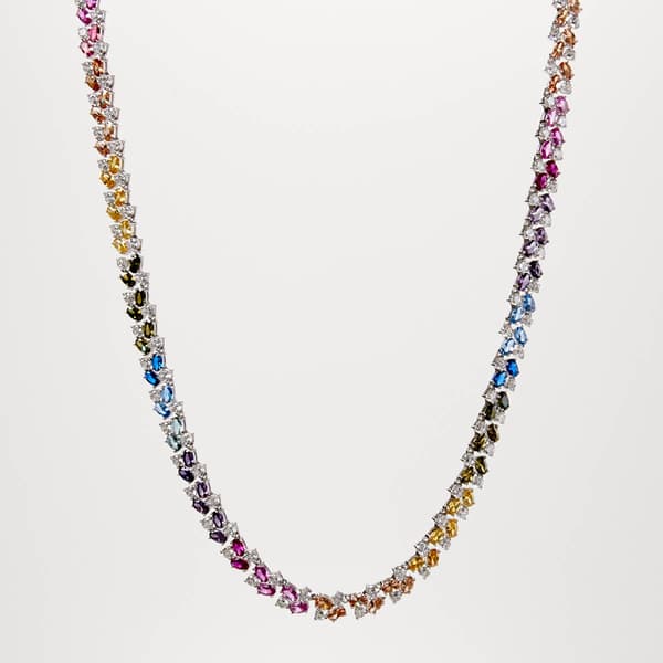Rhodium Plated Sterling Silver Rainbow 18in. Chain Necklace - image 