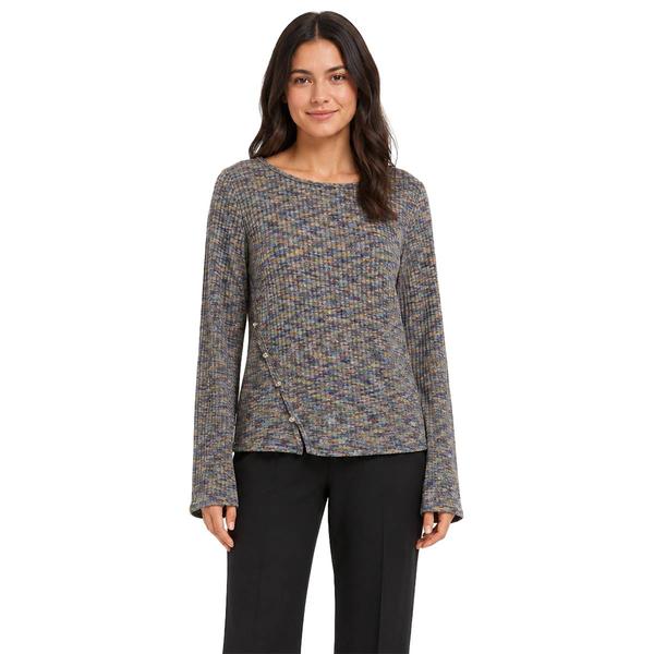 Womens Zac & Rachel Long Sleeve Melange Rib Knit Sweater - image 