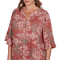 Plus Size Ruby Rd. Sedona Escape Tropical Burnout Henley Blouse - image 5