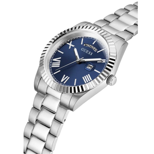 Mens Guess Silver Coin Edge Bezel Watch - GW0265G7