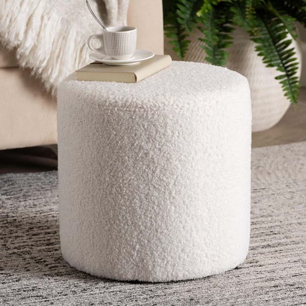 Baxton Studio Tori Modern Ivory Boucle Upholstered Ottoman