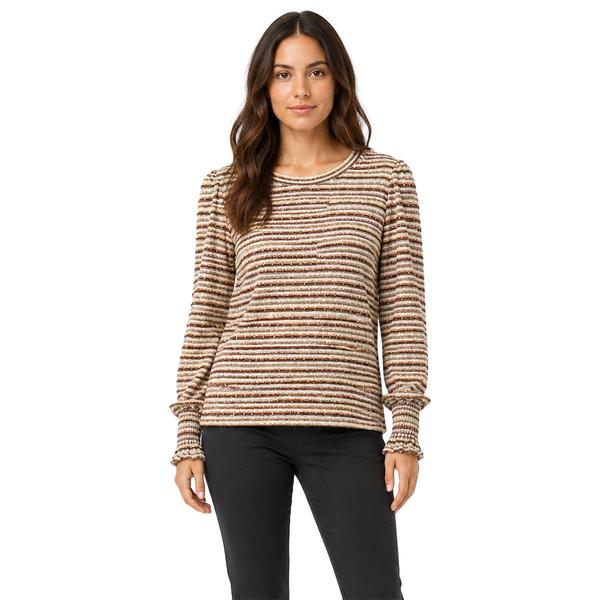 Womens Zac & Rachel Long Sleeve Puff Sleeve Sinced Wrist Stripe - image 