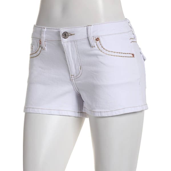 Juniors YMI&#174; Mid Rise Back Pocket Flap Shorts