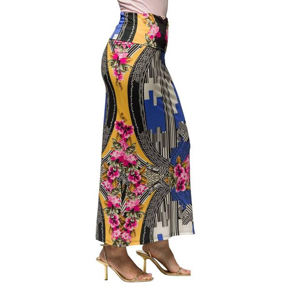 Womens 24-7 Comfort Apparel Floral Foldover Waist Maxi Skirt