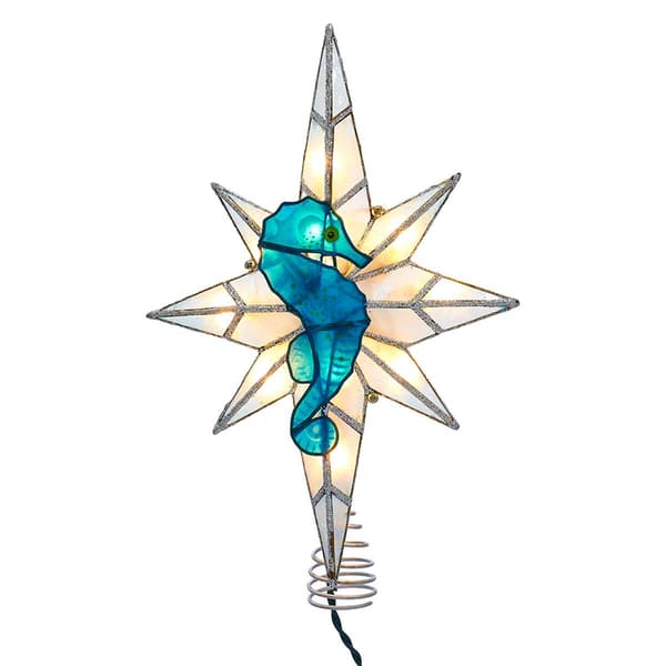 Kurt Adler 10-Light Capiz Bethlehem Star w/ Seahorse Treetop - image 