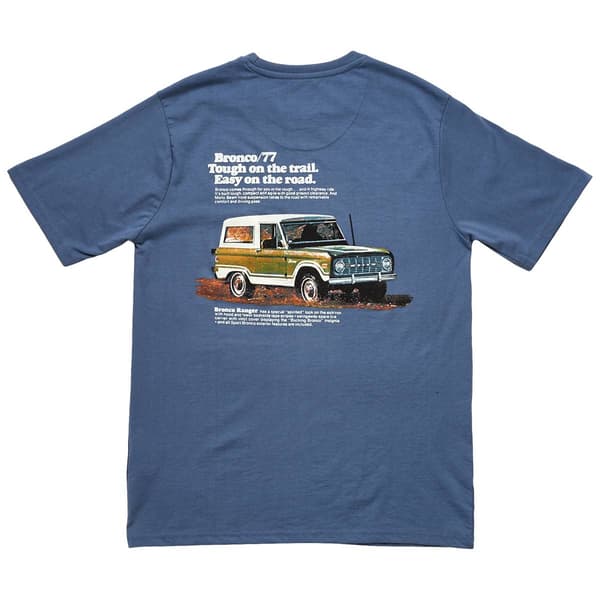 Mens Ford Bronco Vintage Car Ad Short Sleeve Tee - Blue Jean