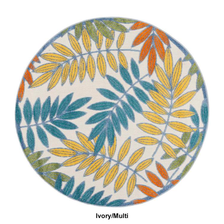 Nourison Aloha Leaf Print Round Rug