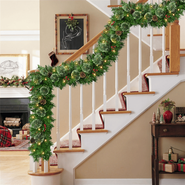 Puleo International 9ft. LED Warm White Artificial Pine Garland