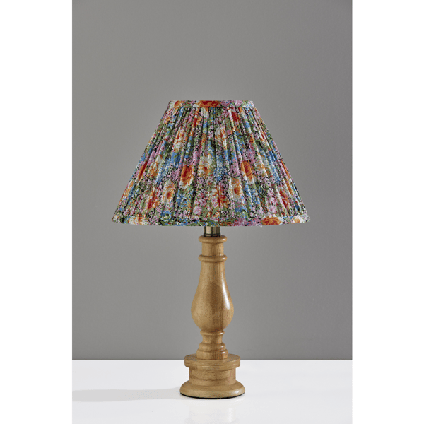 Adesso Faye Table Lamp with Soft Pleated Floral Fabric Shade
