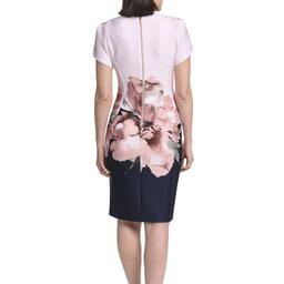 Womens Calvin Klein Short Sleeve Floral Crepe Sheath Dress