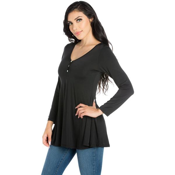 Womens 24/7 Comfort Apparel Flared Henley Tunic