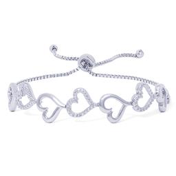 Accents Diamond Accent Open Hearts Link Adjustable Bracelet