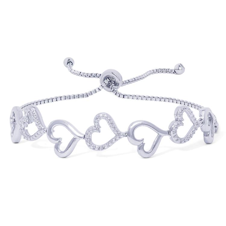 Accents Diamond Accent Open Hearts Link Adjustable Bracelet