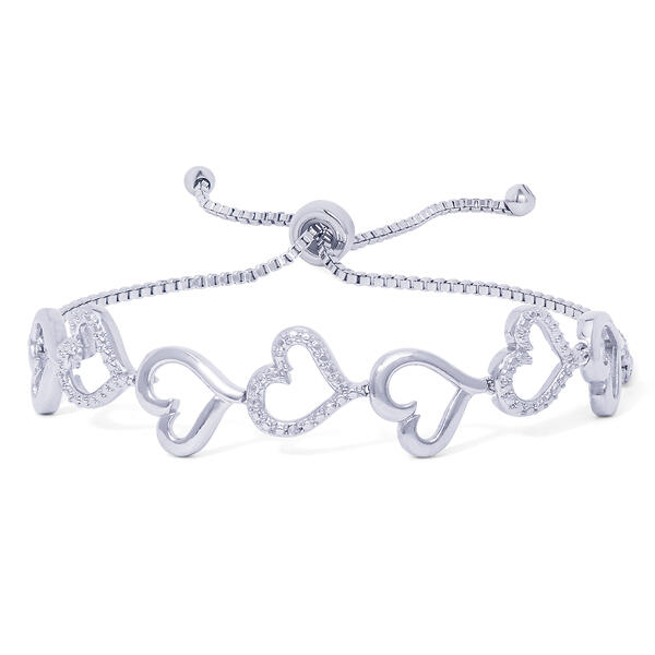Accents Diamond Accent Open Hearts Link Adjustable Bracelet - image 
