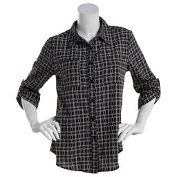 Womens Notations Geometric Equipment Casual Button Down