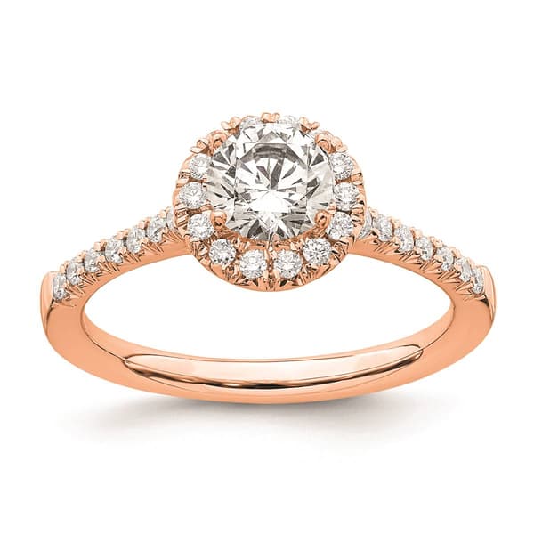 Pure Fire 14kt. Rose Gold Promise Lab Grown Diamond Halo Ring - image 