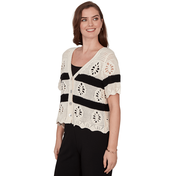 Petite Skye''s The Limit Terra Tropic Solid Pointelle Cardigan