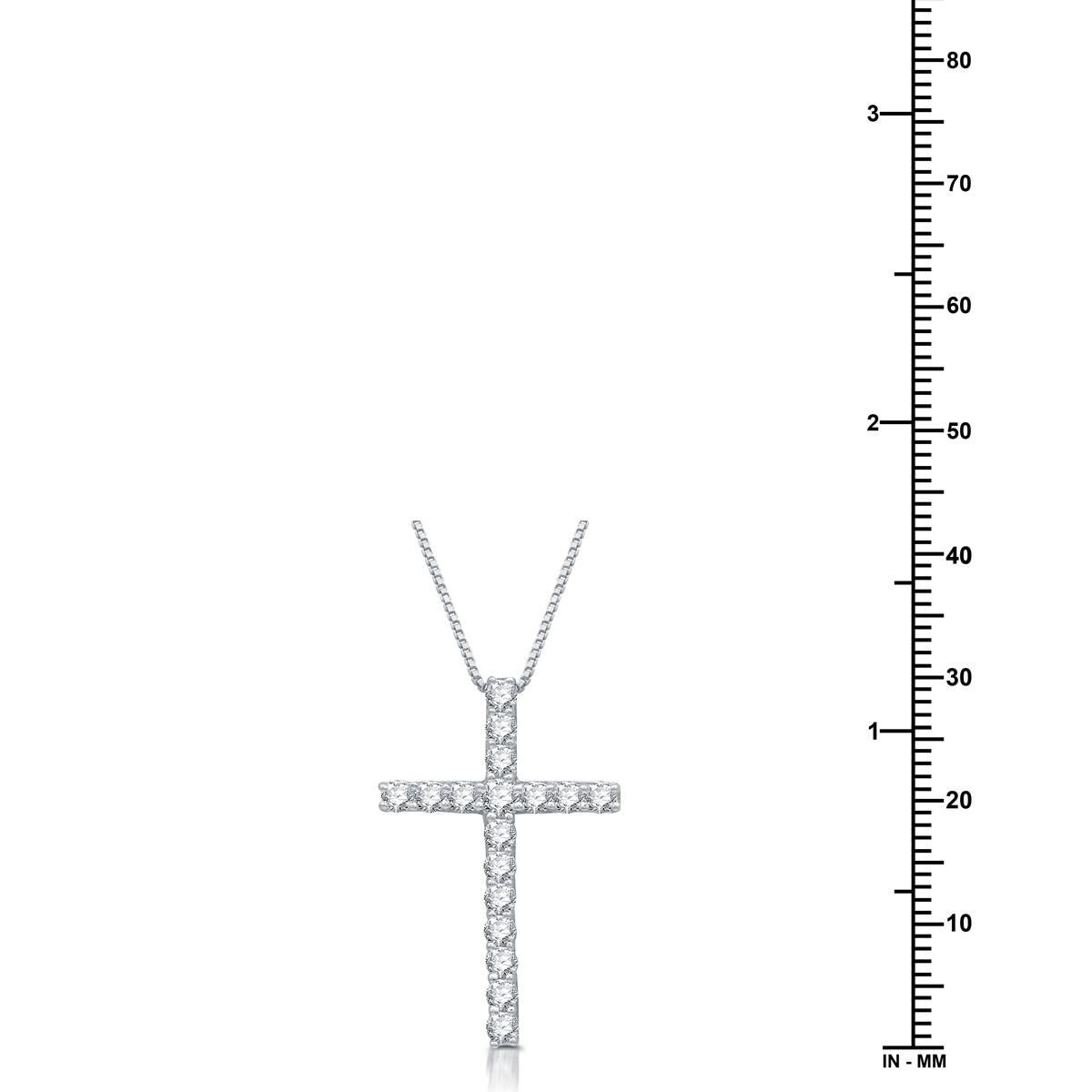 Nova Star® Sterling Silver 1ctw. Lab Grown Diamond Cross Pendant