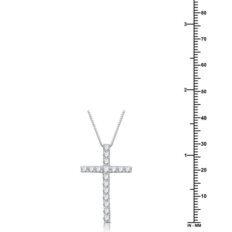 Nova Star® Sterling Silver 1ctw. Lab Grown Diamond Cross Pendant