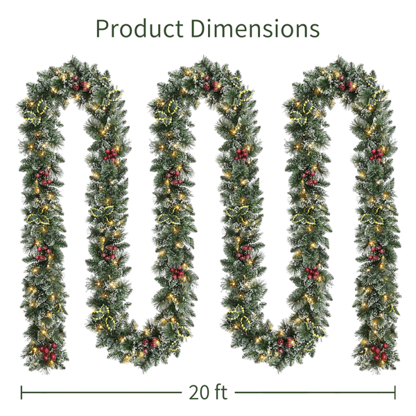 Puleo International 20ft LED Adorned Snowy Silverton Pine Garland