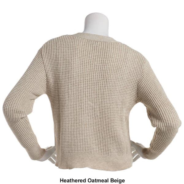 Juniors Poof! Elle Moss Knit Thermal Cardigan