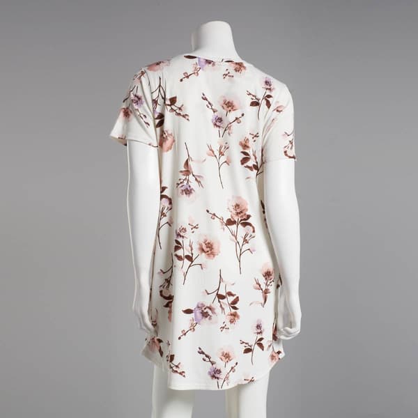 Womens Nicole Miller Studio Short Sleeve Peony Floral Nightshirt